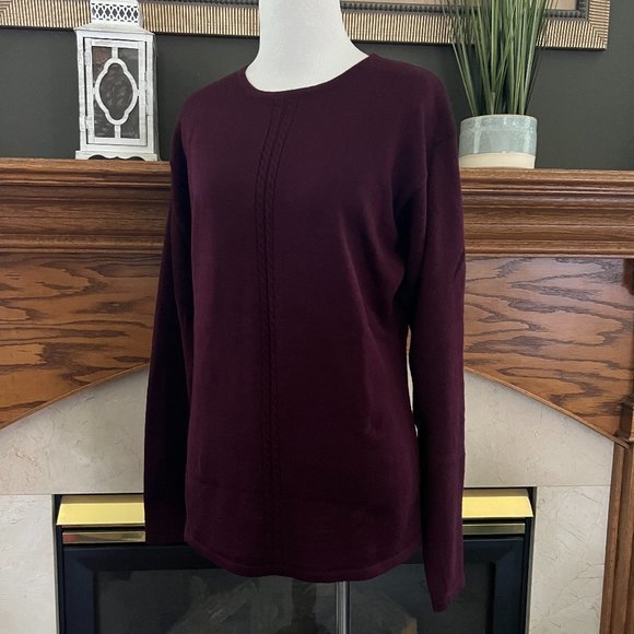 John Meyer Women's Wine Crew Neck Wool Blend Sweater Sz. L - Picture 2 of 10